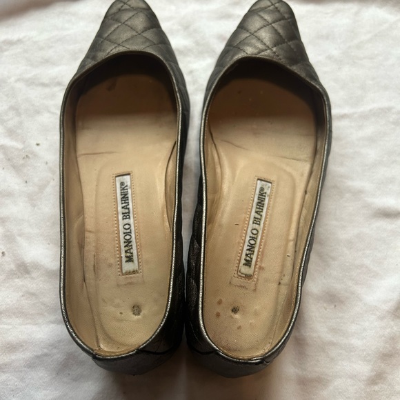 Manolo Blahnik graphite leather quilted flats size 36.5 - Picture 8 of 10